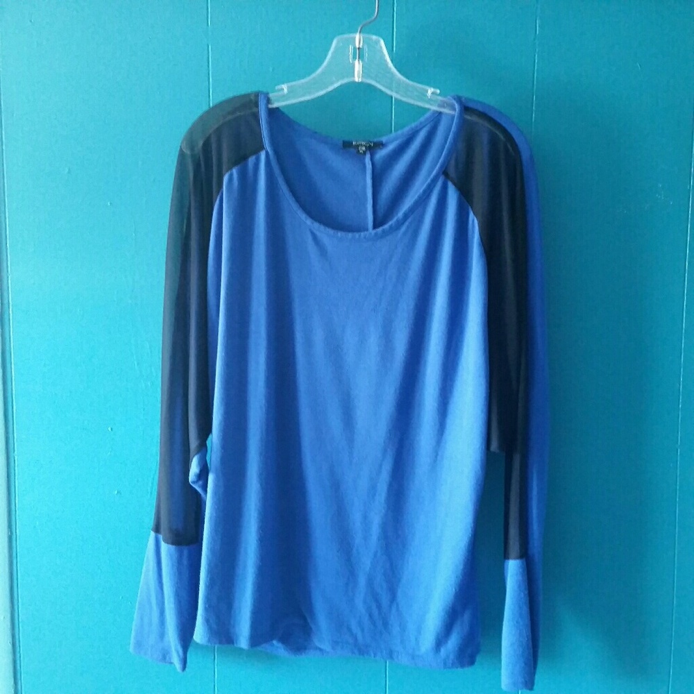 Reign Cobalt Blue Mesh Panel Sleeve Dolman Top XL